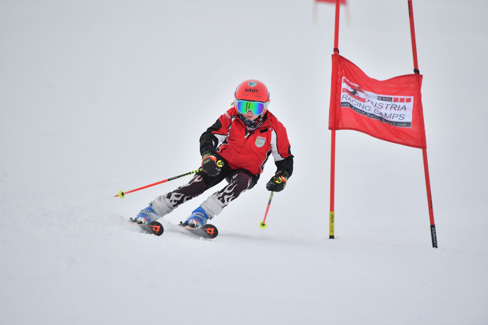 Riesenslalom-Training im Winter